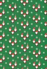 Kerstkatoen poplin gnomes Kerst groen