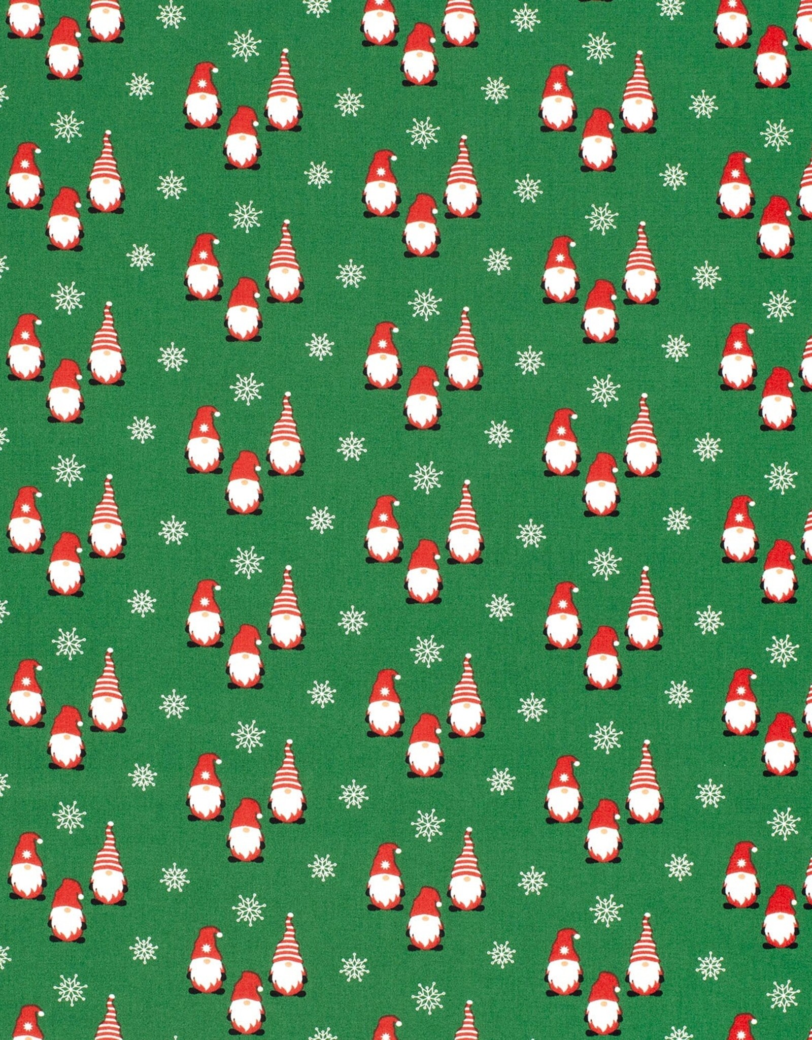 Kerstkatoen poplin gnomes Kerst groen