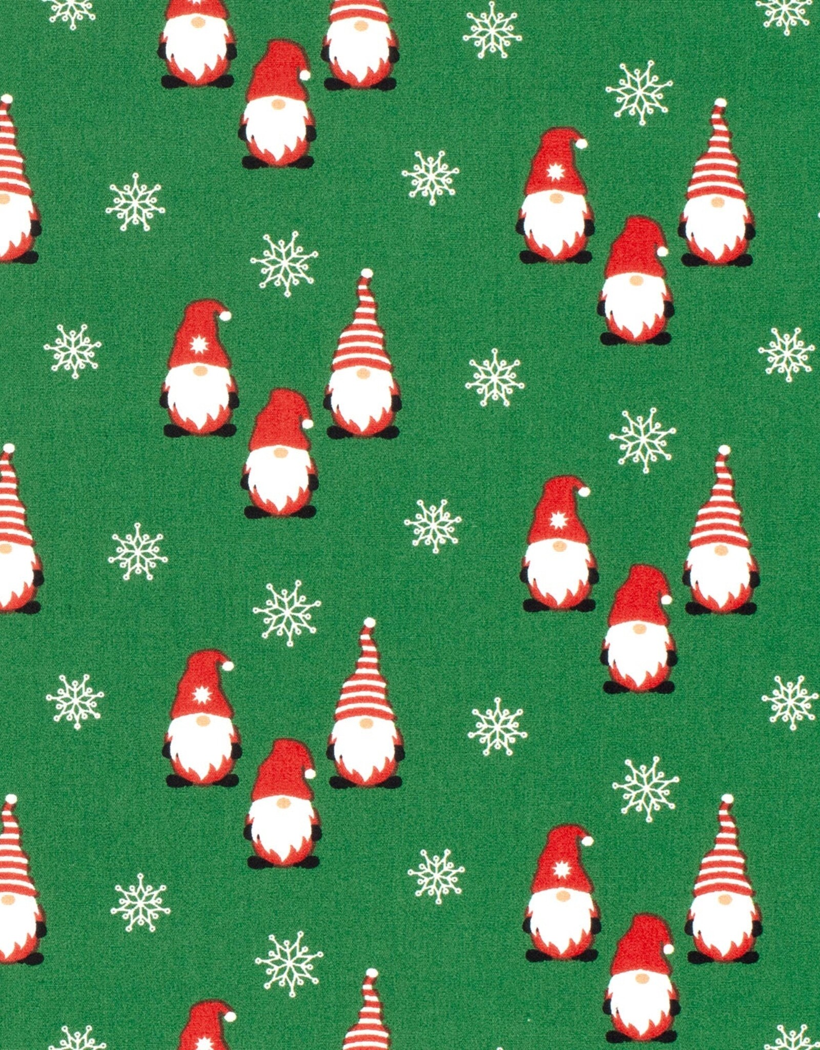 Kerstkatoen poplin gnomes Kerst groen