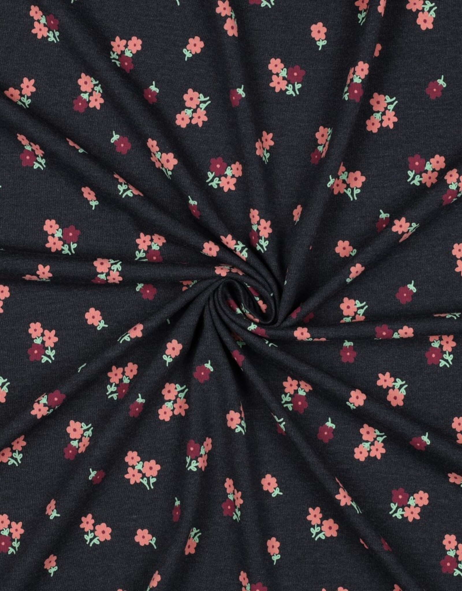 Jersey jeans mélange kleine bloemenruikers