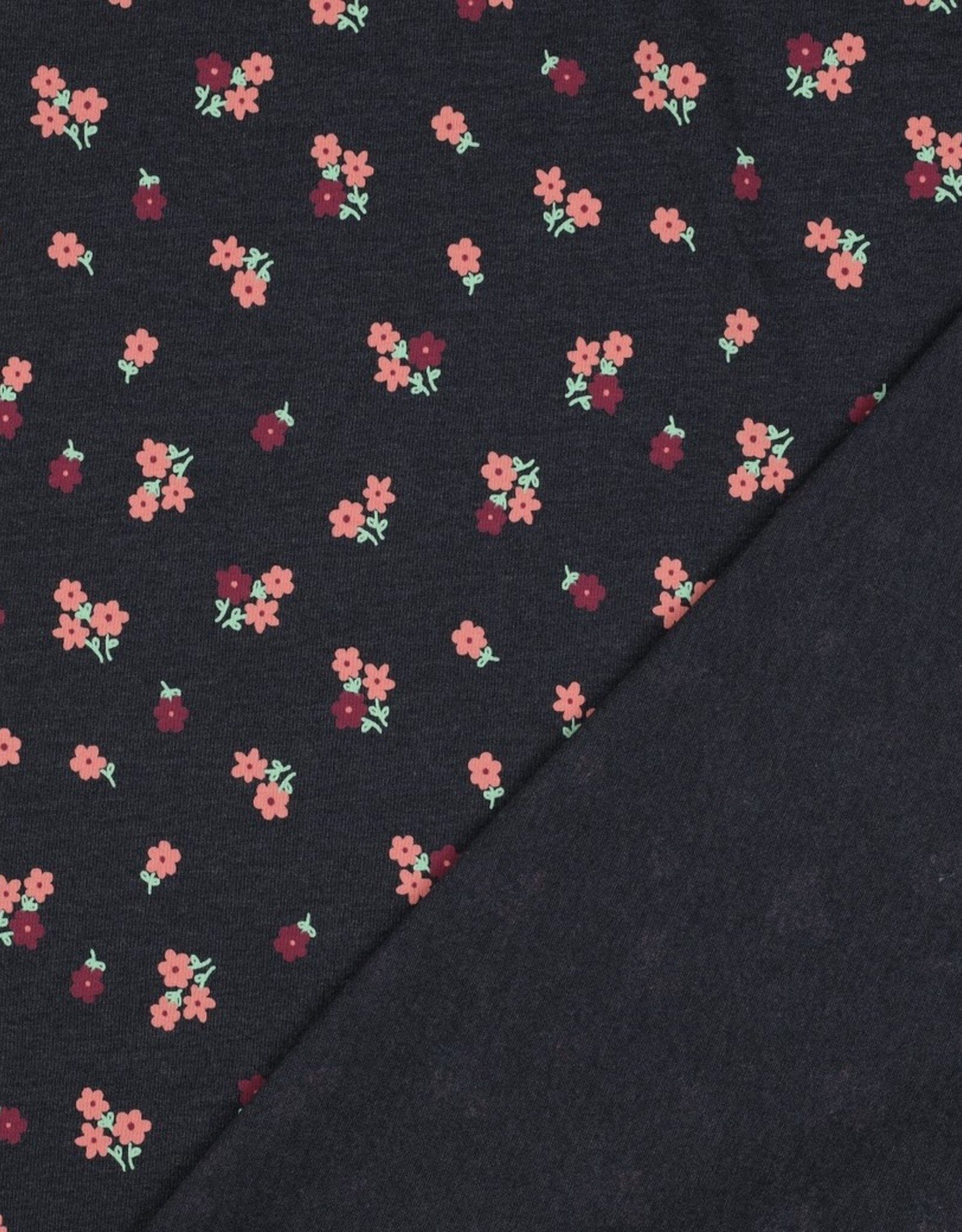 Jersey jeans mélange kleine bloemenruikers