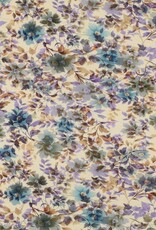 Viscosejersey romantische bloemen zand