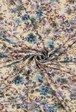 Viscosejersey romantische bloemen zand