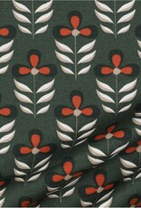 Canvas retro flowers groen/roest