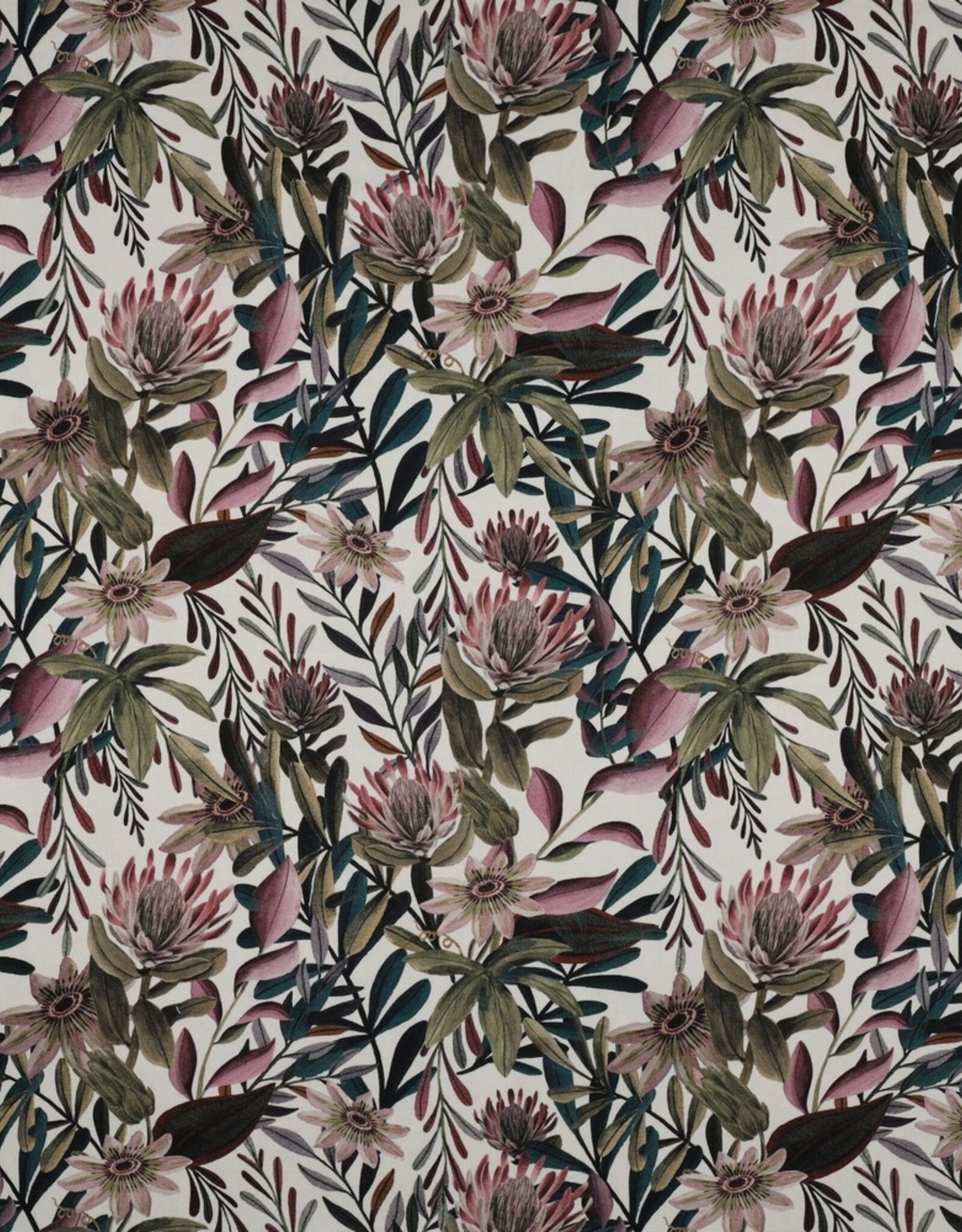 Canvas digitale bedrukking floraal bloemen - witte ondergrond