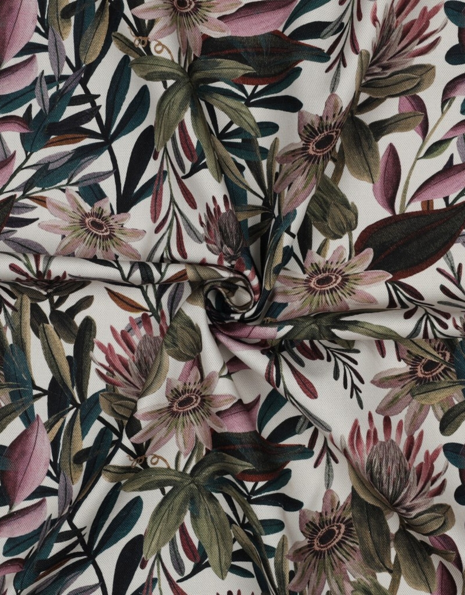 Canvas digitale bedrukking floraal bloemen - witte ondergrond