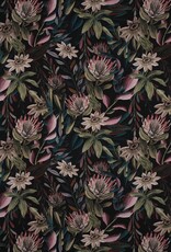 Canvas digitale bedrukking floraal bloemen - zwarte ondergrond