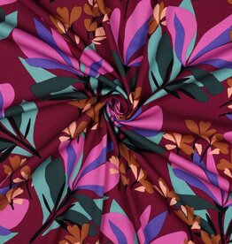 Viscose met stretch spring garden mauve