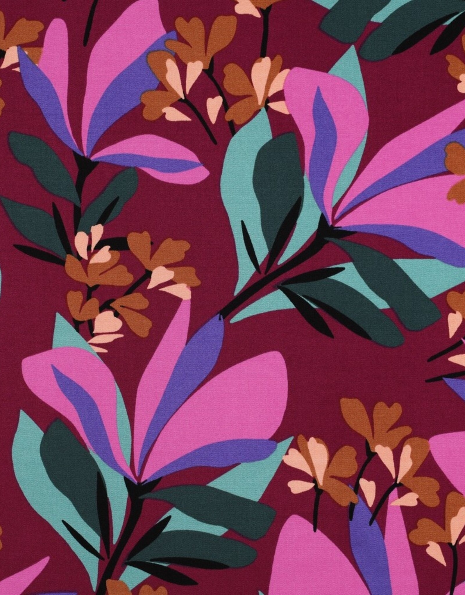 Viscose met stretch spring garden mauve