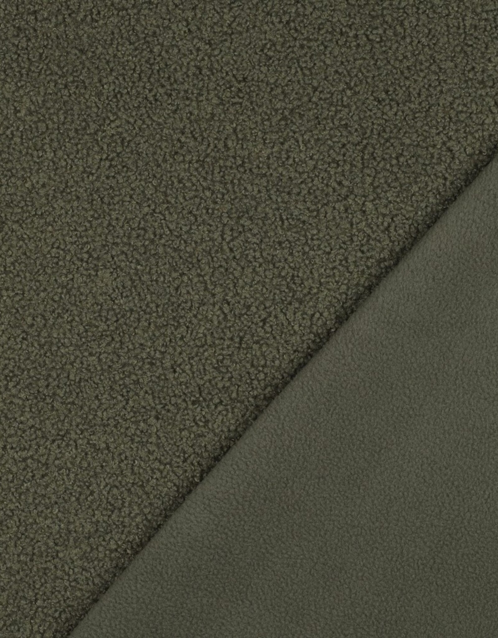 Teddy fleece boucle dubbelzijdig kaki