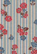 Canvas heavy blauw gestreept met rozen