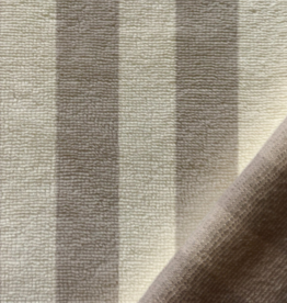 Bamboe  badstof fleece gestreept ecru-galet