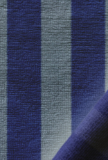Bamboe  badstof fleece gestreept baltic-indigo