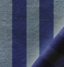 Bamboe  badstof fleece gestreept baltic-indigo