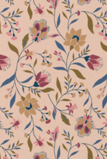 Katoen popline Evelyn gebloemd zalm