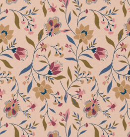 Katoen popline Evelyn gebloemd zalm