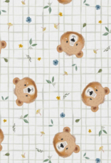 Katoen popline Albert beertje ruitje ecru