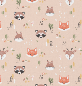 Katoen popline Doupadi bosdiertjes beige