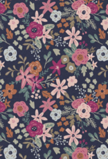 Katoen popline Olga gebloemd blauw