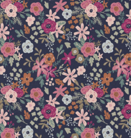 Katoen popline Olga gebloemd blauw