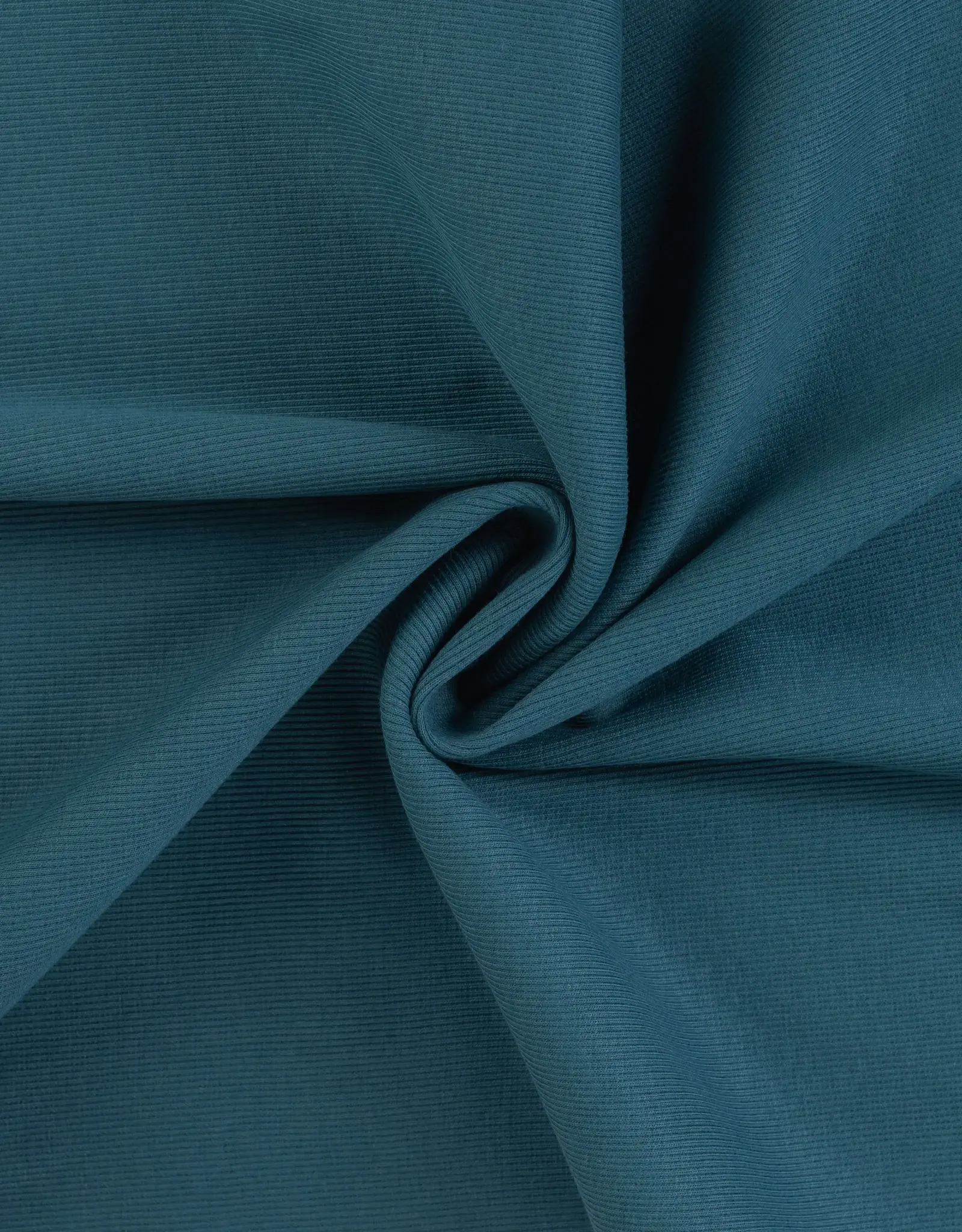 Geribbelde boordstof petrol 90cm rondgebreid