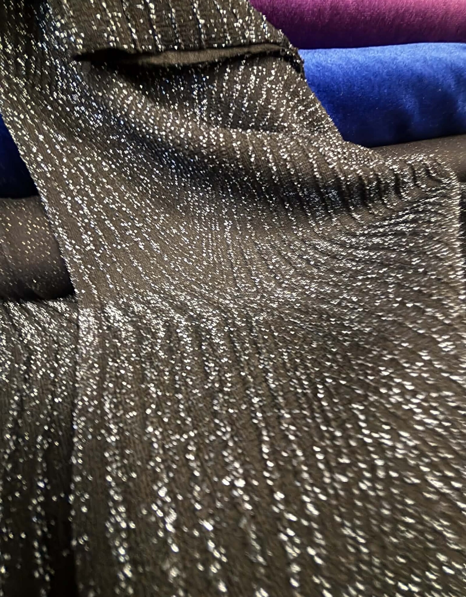 Jersey metallic silverblue glitter print