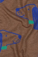 Jersey bruin mélange met kobalt hondenkop