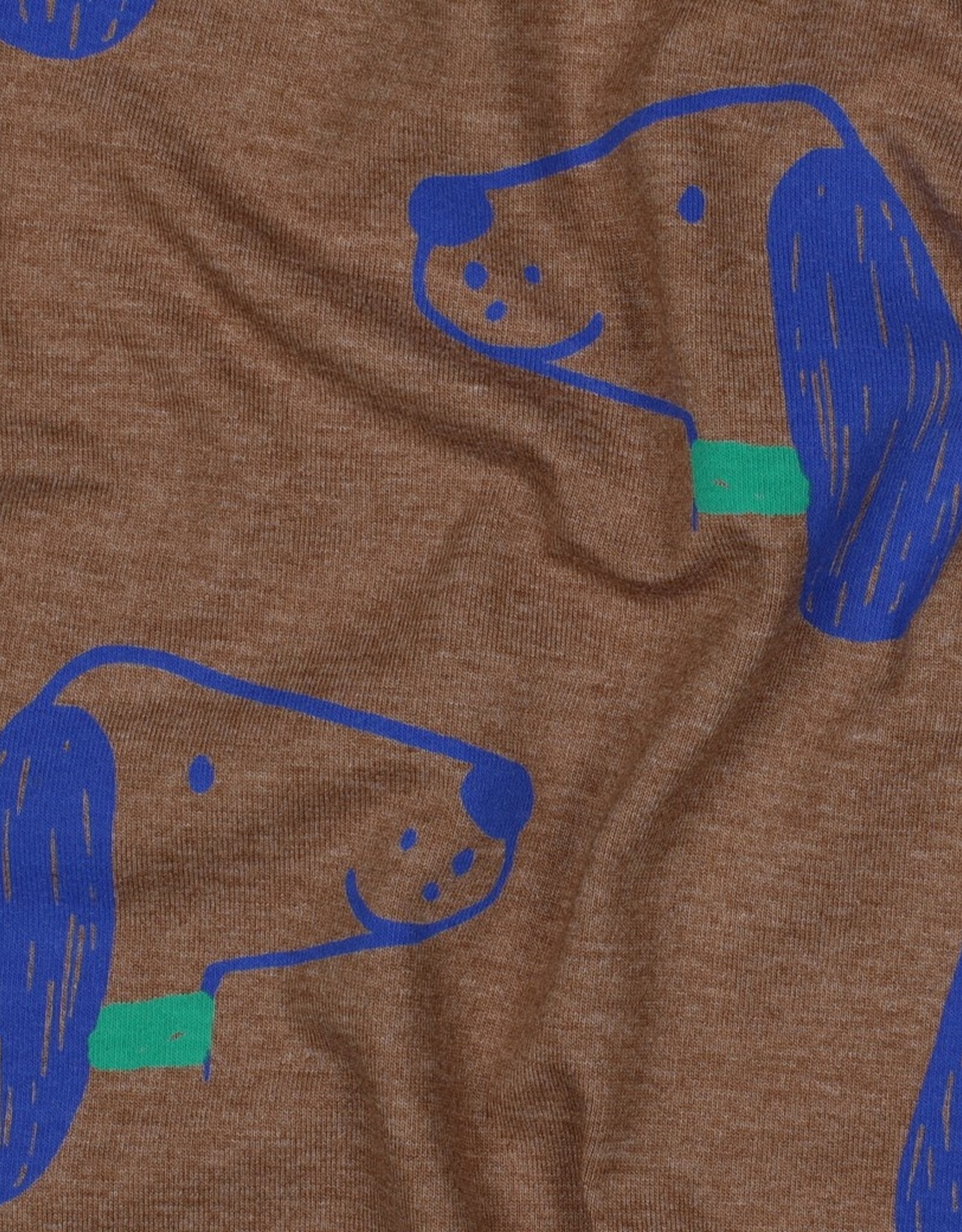 Jersey bruin mélange met kobalt hondenkop