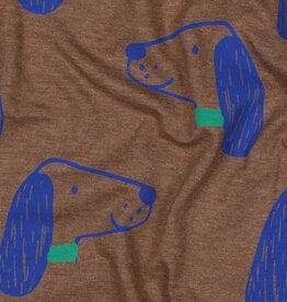 Jersey bruin mélange met kobalt hondenkop