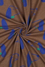 Jersey bruin mélange met kobalt hondenkop