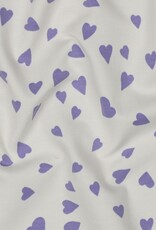 French terry hearts wit/paars hartjes