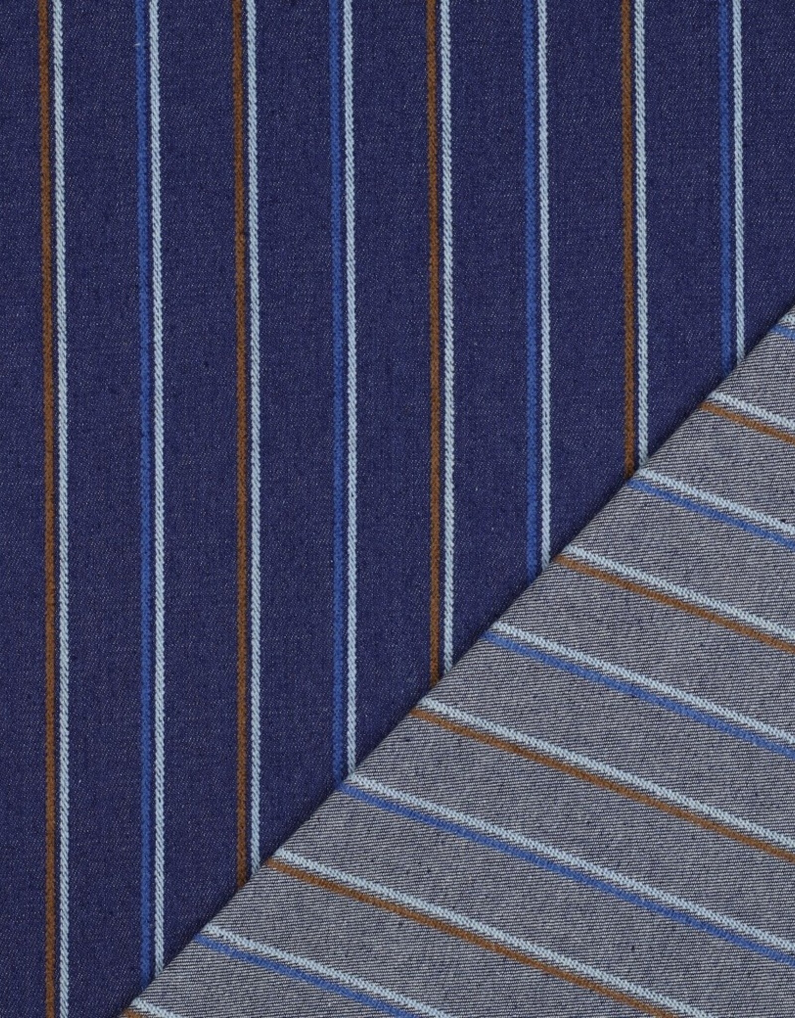 Denim strepen indigo/roest