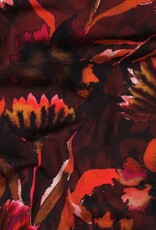 Jersey digitaal  grote bloemen bordeau rood fuchsia