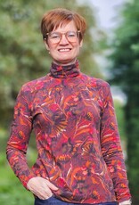 Jersey digitaal  grote bloemen bordeau rood fuchsia