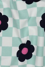 Soft sweat geruit mint/wit retro bloemen