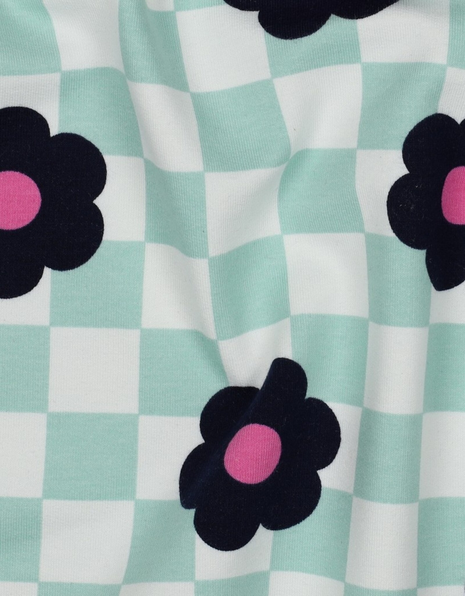 Soft sweat geruit mint/wit retro bloemen