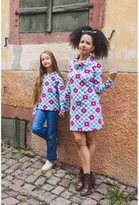 Soft sweat geruit mint/wit retro bloemen