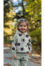 Soft sweat geruit mint/wit retro bloemen