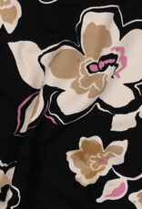 French terry beige bloemen zwart