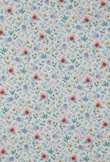 Katoen poplin romantisch gebloemd  wit