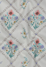Katoen poplin romantisch gebloemd tegeltjesprint wit