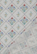 Katoen poplin romantisch gebloemd tegeltjesprint wit