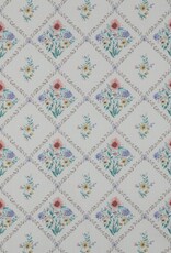 Katoen poplin romantisch gebloemd tegeltjesprint wit