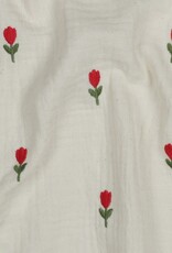 Double gauze naturel geborduurde bloemen embroidery tullips