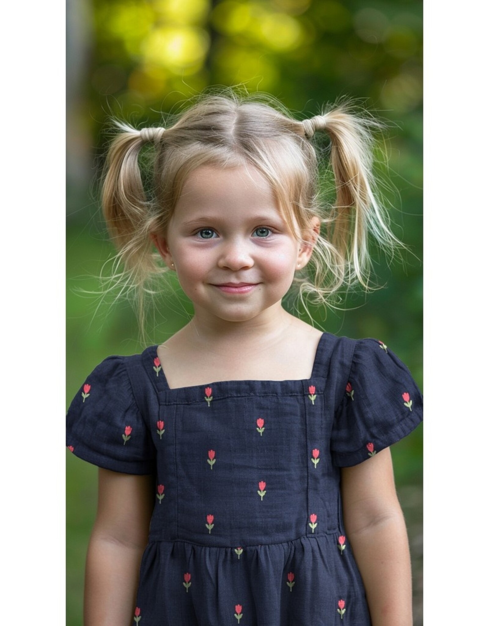 Double gauze naturel geborduurde bloemen embroidery tullips