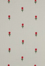 Double gauze naturel geborduurde bloemen embroidery tullips