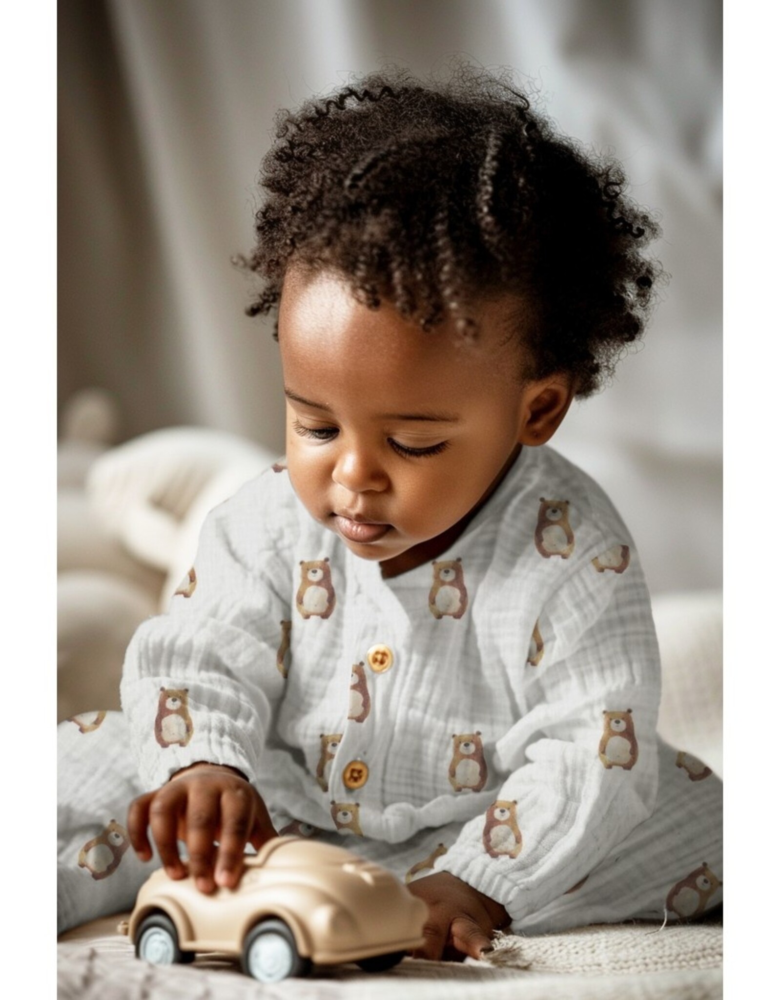 Double gauze wit digitale beren cute bears