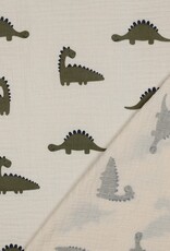 Double gauze zand kaki dinosaurus cute dino