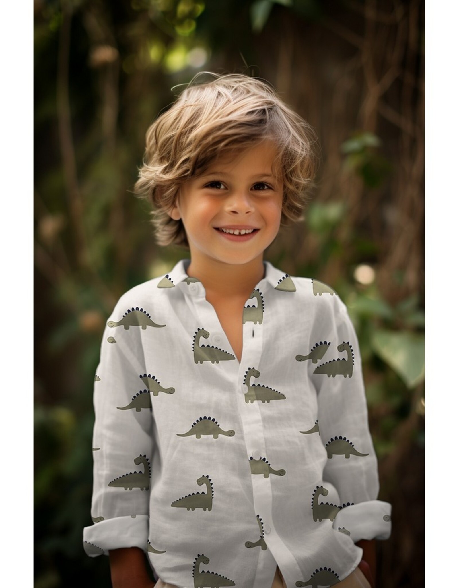 Double gauze zand kaki dinosaurus cute dino