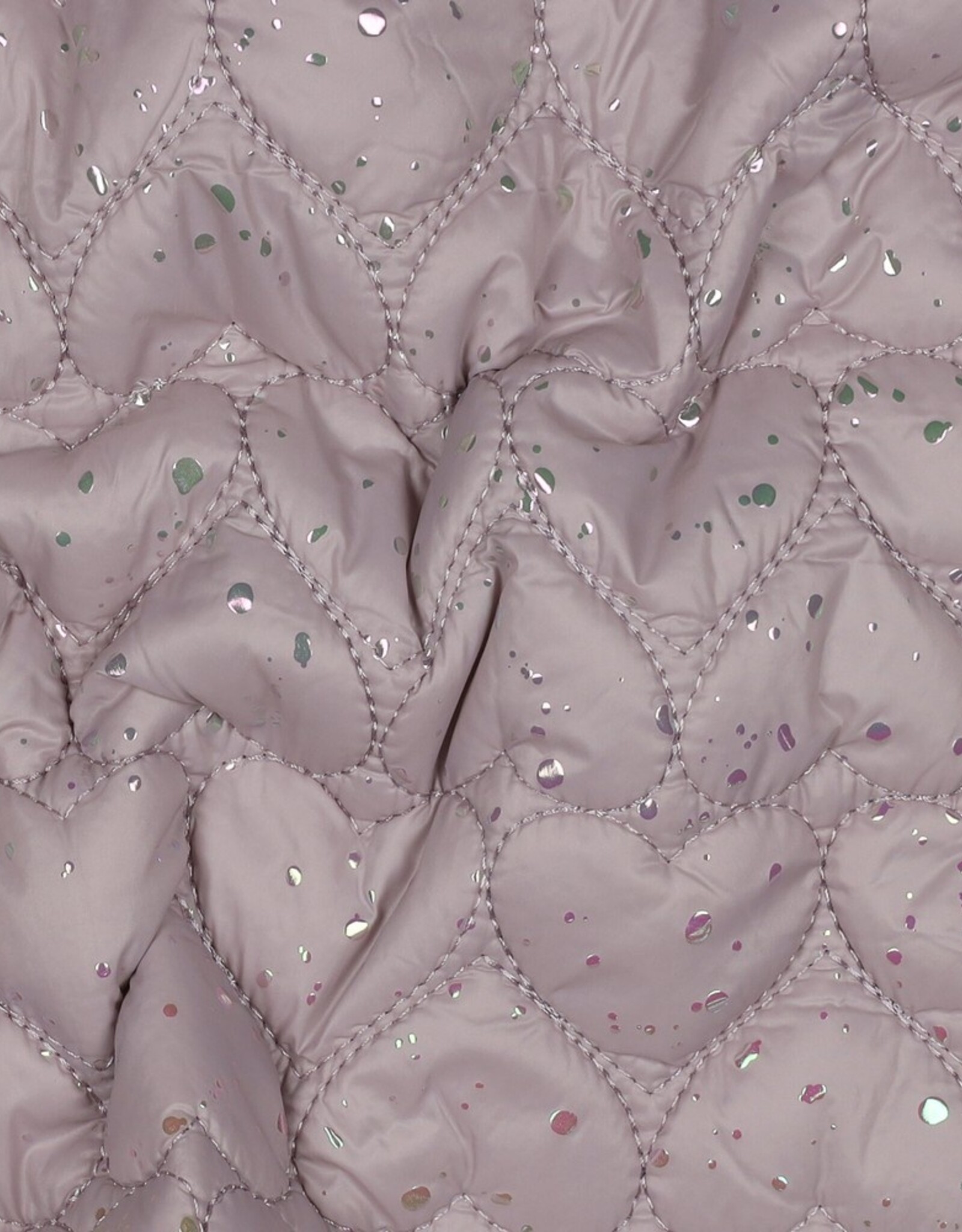 Gewatteerde stepper dubbelzijdig hartjesmotief met foliedruk oudroze